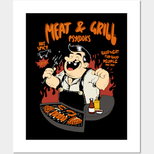 Meat and grill tshirt logo and artwork Posters and Art